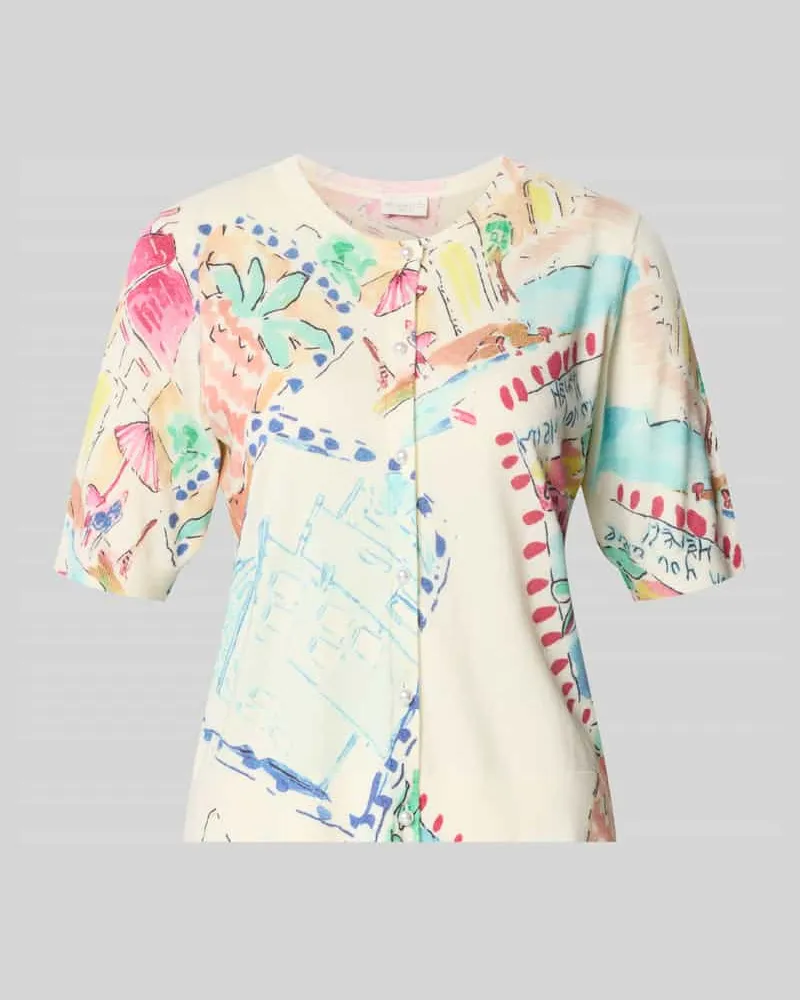 Milano Italy Cardigan aus Viskose-Mix mit Rundhalsausschnitt Sand