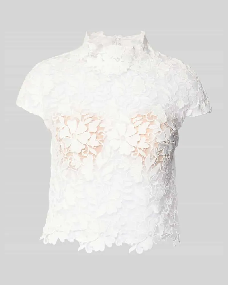 LUXUAR Regular Fit Blusentop mit Stehkragen Offwhite