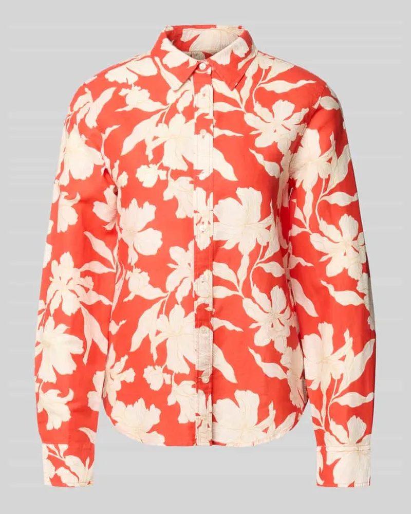 Gant Regular Fit Bluse aus Leinen-Baumwoll-Mix Hellrot