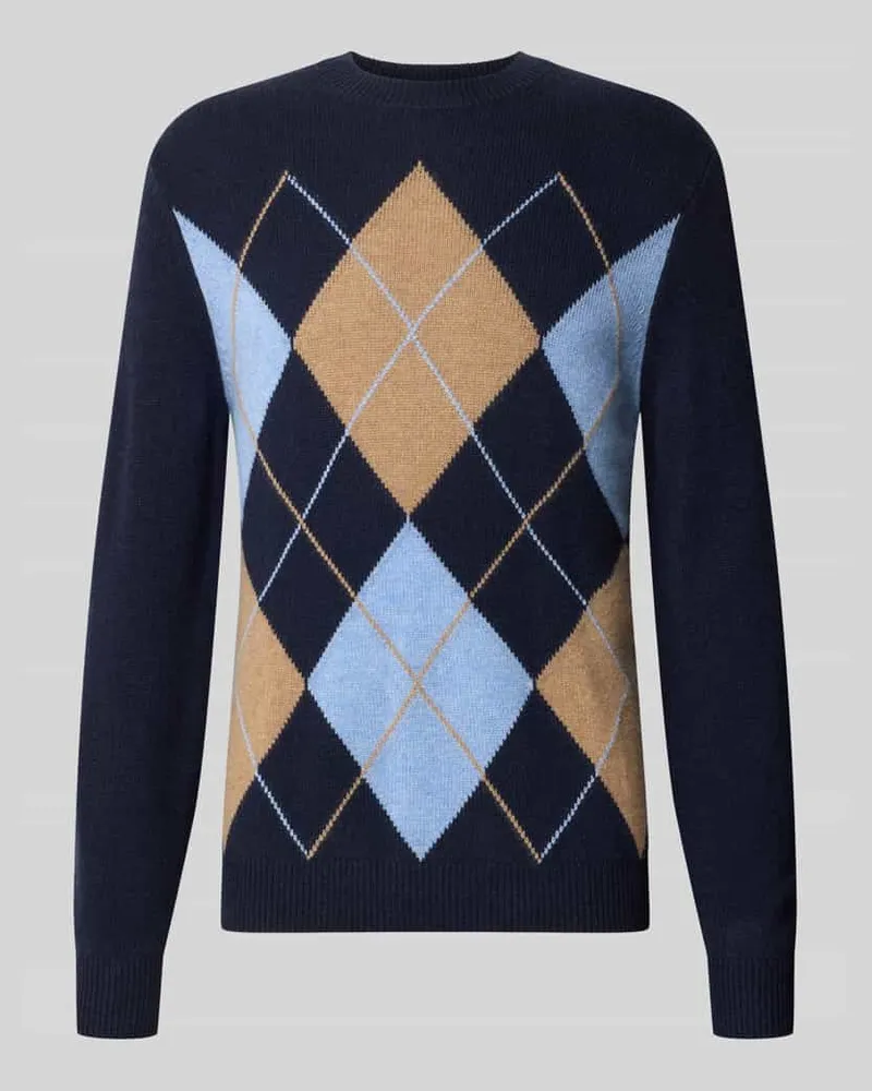 Christian Berg Slim Fit Pullover aus reinem Kaschmir in Strick-Optik Marine