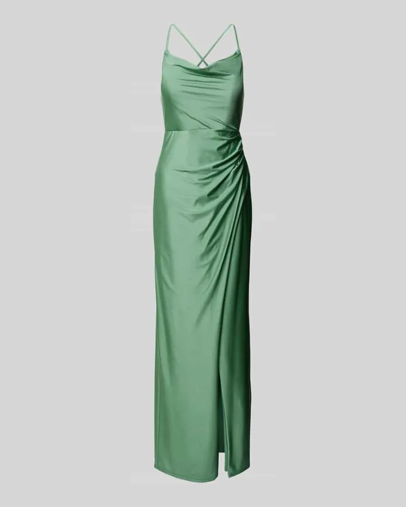 Vera Mont Tailliertes Abendkleid mit Wasserfall-Ausschnitt Hellgruen