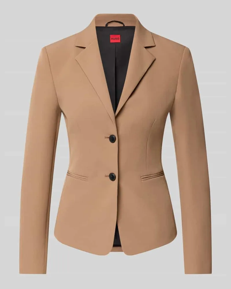 HUGO BOSS Regular Fit Kurzblazer mit Reverskragen Modell 'Agonia Beige