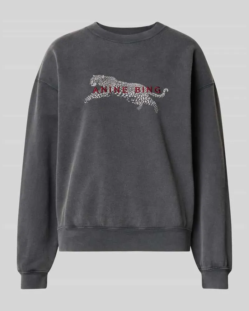 Anine Bing Sweatshirt mit Leopardenmotiv-Print Black