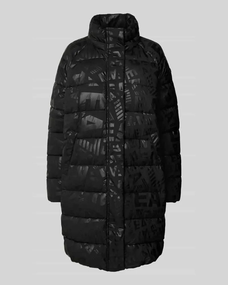 EA7 Regular Fit Steppmantel mit Allover-Logo-Print Modell 'Caban Black