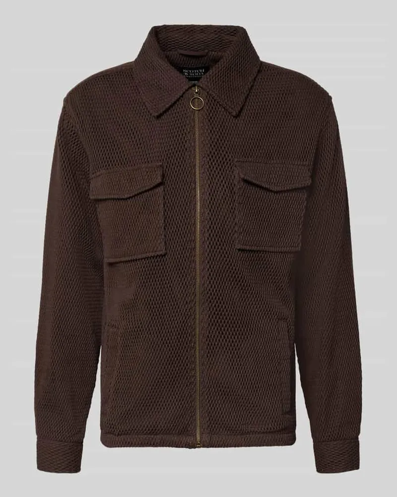 Scotch&Soda Regular Fit Hemdjacke mit Strukturmuster Schoko