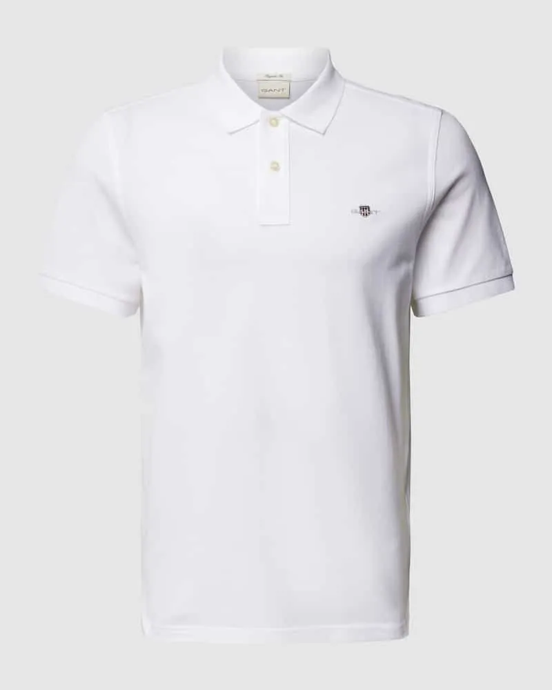 Gant Poloshirt mit Label-Stitching Modell 'SHIELD Weiss