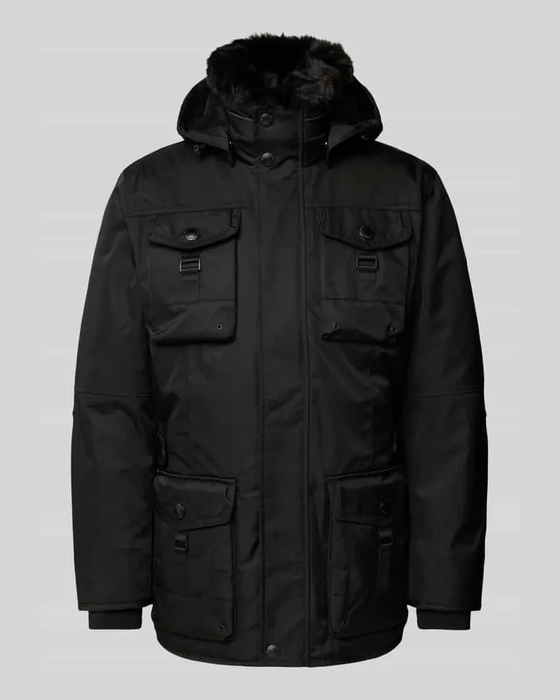 Wellensteyn Regular Fit Funktionsjacke mit Kunstfellbesatz Modell 'LEUCHTCRAFT Black