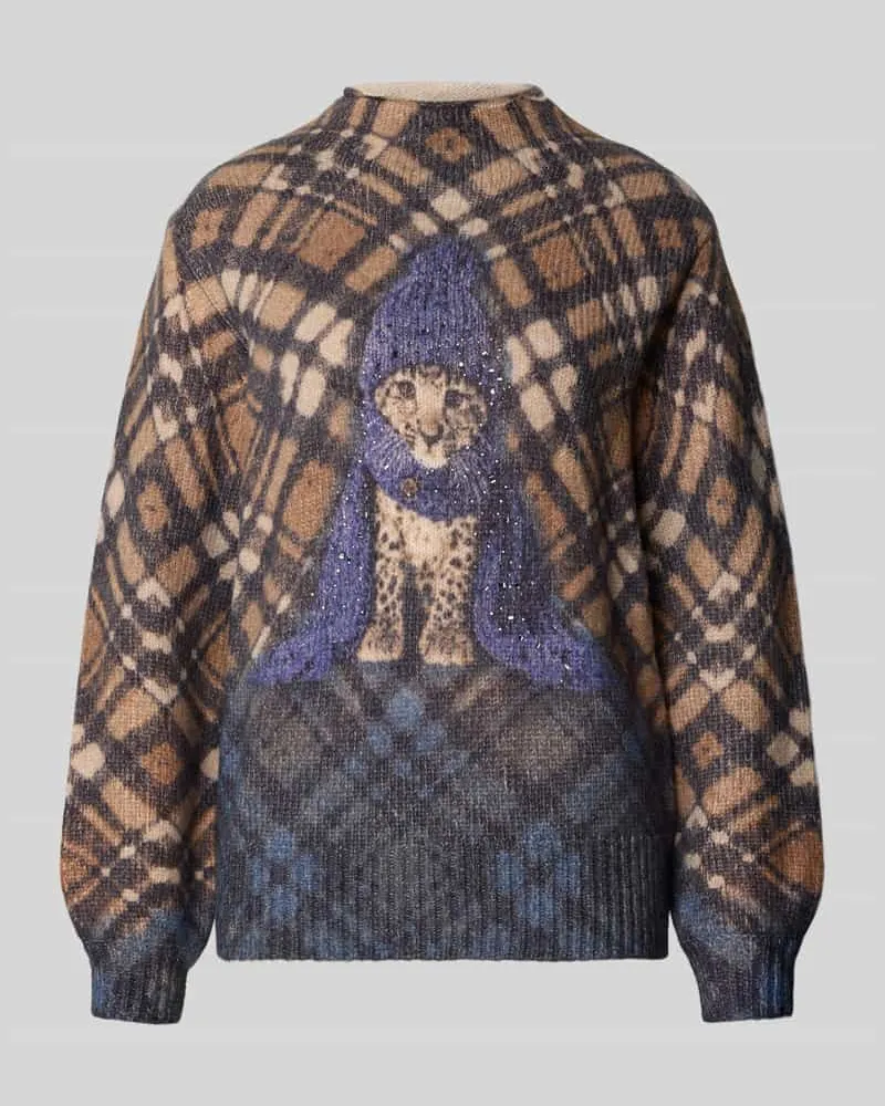 monari Relaxed Fit Strickpullover aus Woll-Mix mit Alpaka-Anteil Cognac