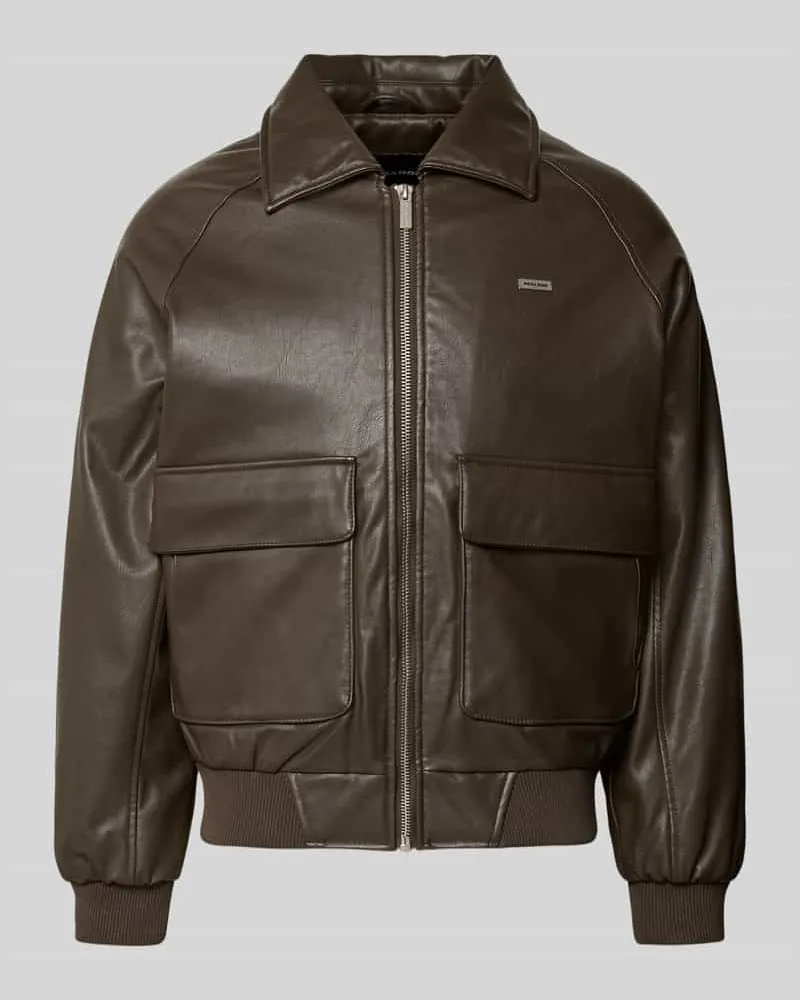 PEGADOR Regular Fit Jacke in Leder-Optik Modell 'MORANO Dunkelbraun