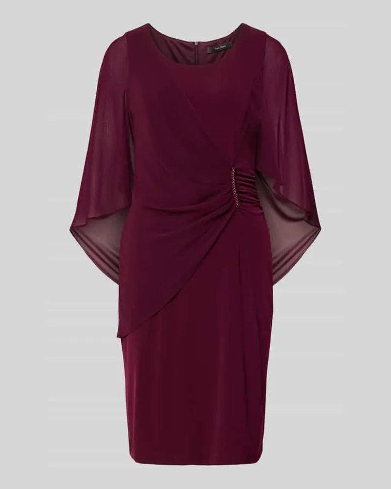 Vera Mont Tailliertes Cocktailkleid mit Strasssteinbesatz Dunkelrot