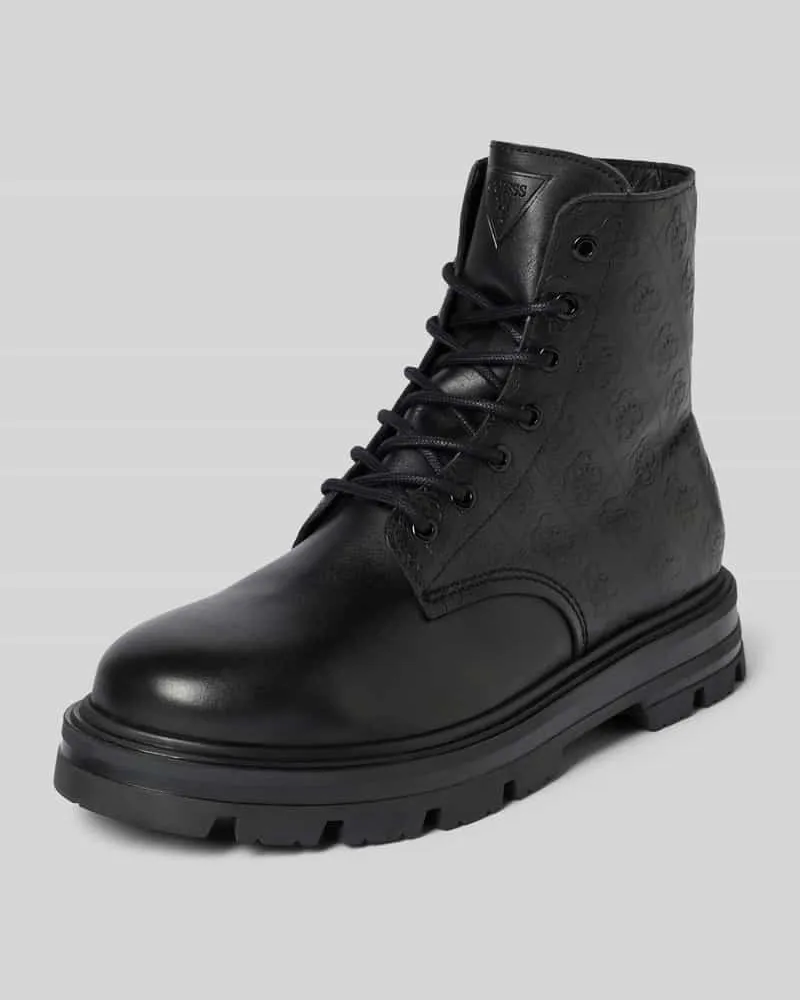 Guess Boots aus Leder mit Logo-Muster Modell 'GARDA Black