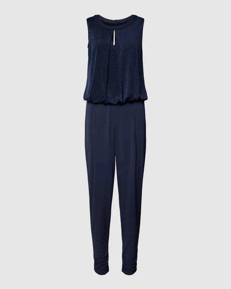 Vera Mont Jumpsuit mit Strasssteinbesatz Dunkelblau