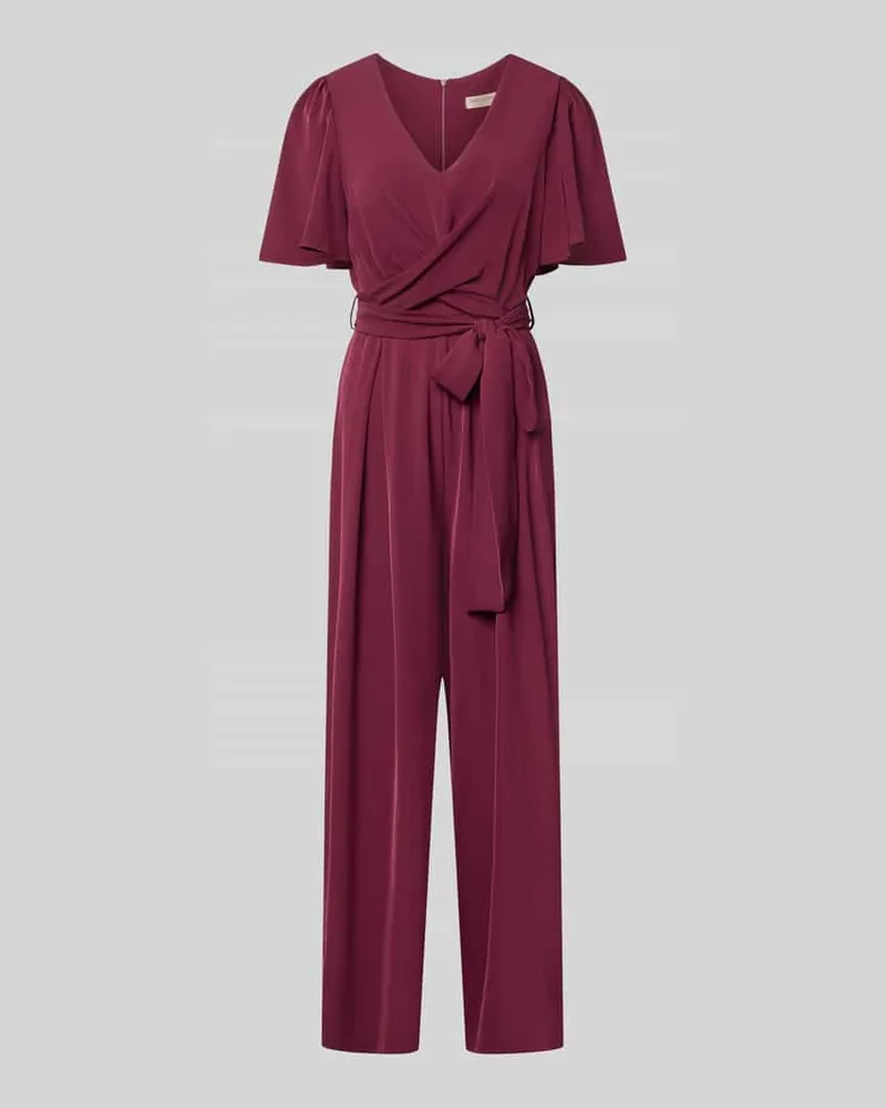 Rinascimento Jumpsuit mit Stoffgürtel Bordeaux