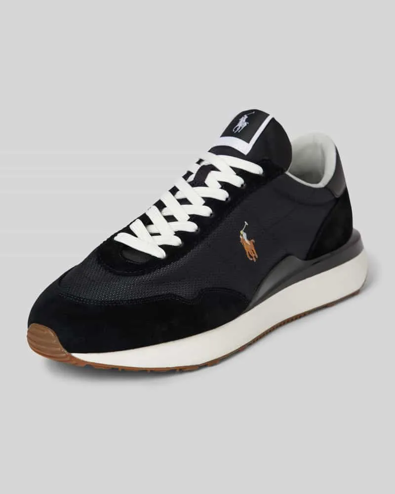 Ralph Lauren Ledersneaker mit Logo-Stitching Modell 'TRAIN Black