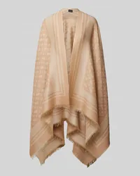 HUGO BOSS Poncho mit Fransen Modell 'Xandra Beige