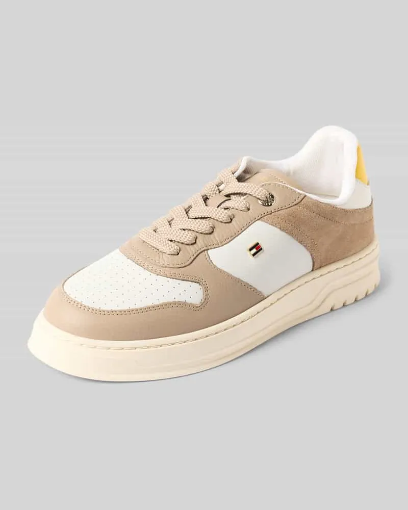 Tommy Hilfiger Low Top Sneaker mit echtem Lederbesatz Taupe