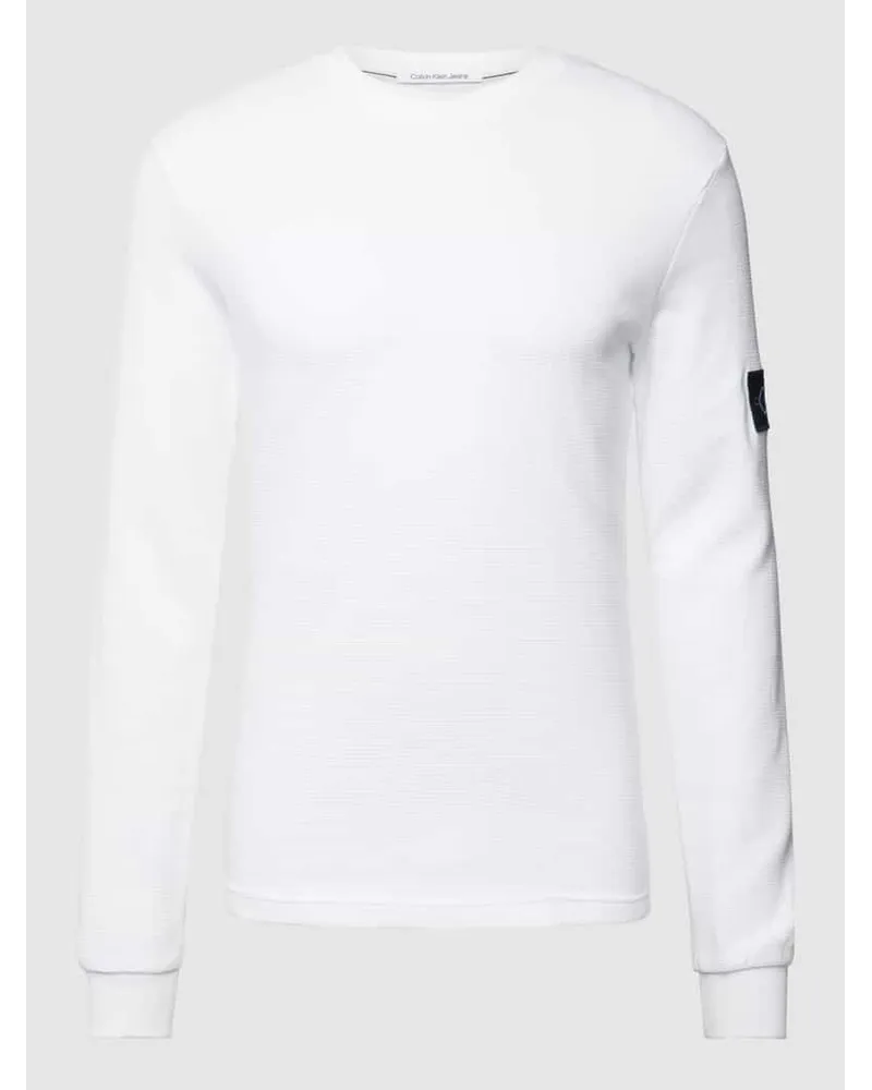 Calvin Klein Longsleeve aus Baumwolle mit Strukturmuster Modell 'WAFFLE Weiss