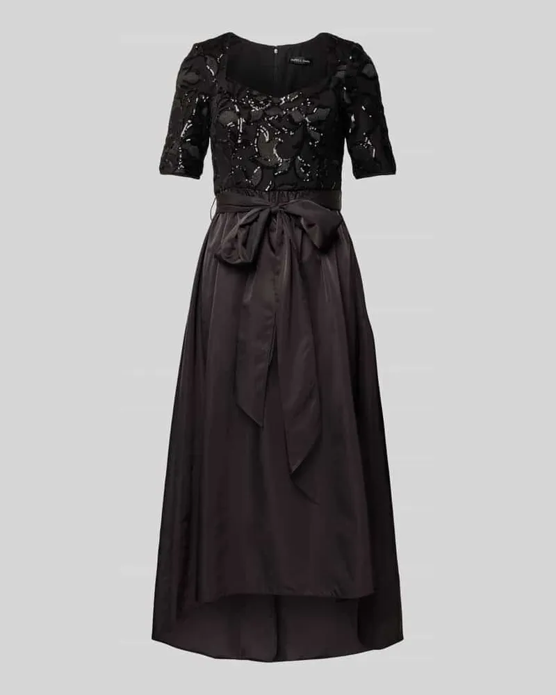Adrianna Papell Abendkleid mit Pailletten und Bindegürtel Black