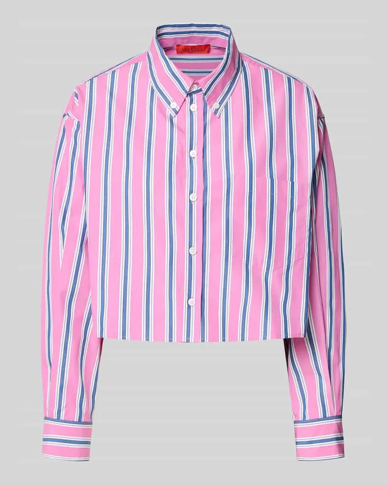 MAX&Co. Boxy Fit Langarmbluse aus reiner Baumwolle 'FARNESE Pink