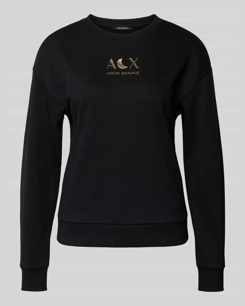 Armani Exchange Sweatshirt mit Logo und Rundhalsausschnitt Black