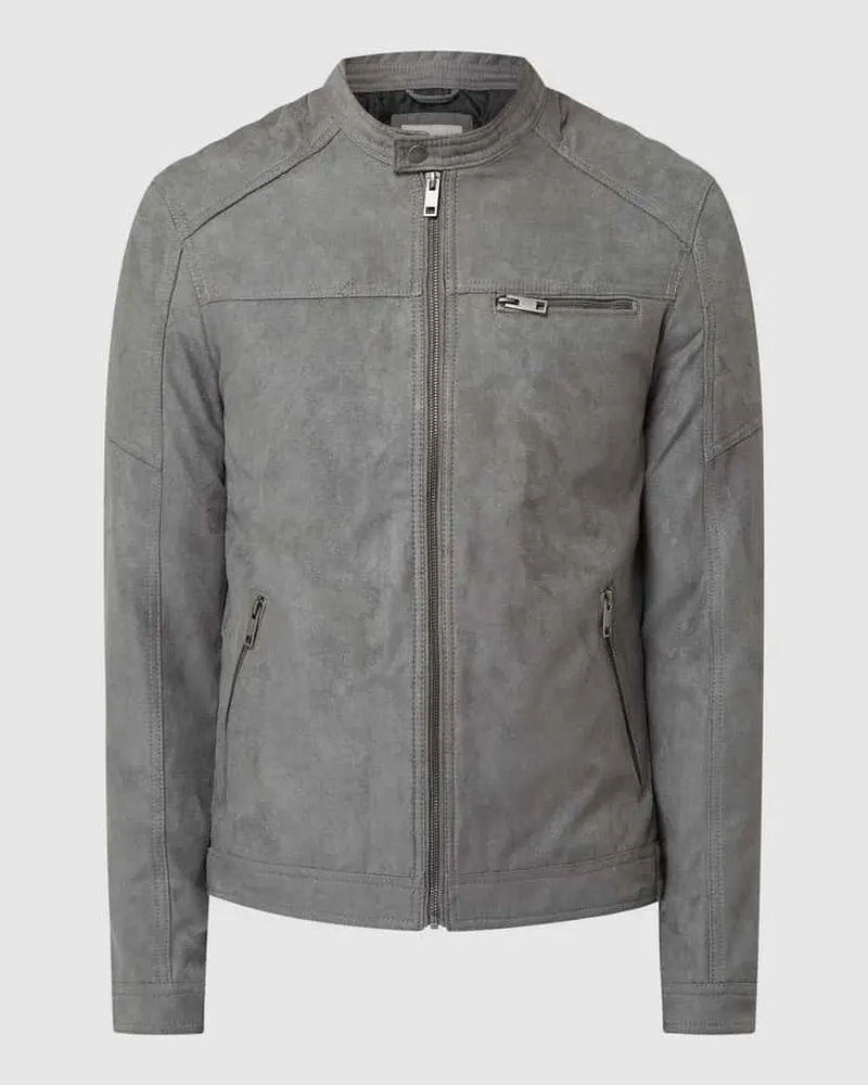 Jack & Jones Jacke mit Biker-Look Modell 'Rocky Anthrazit