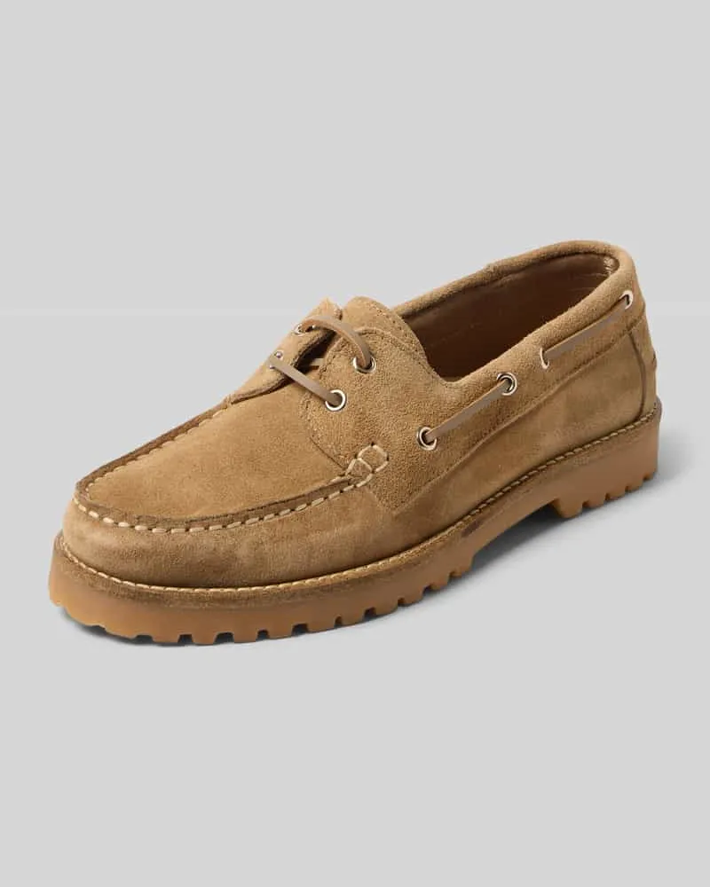 BIANCO. Loafer aus echtem Leder in Velours-Optik Sand