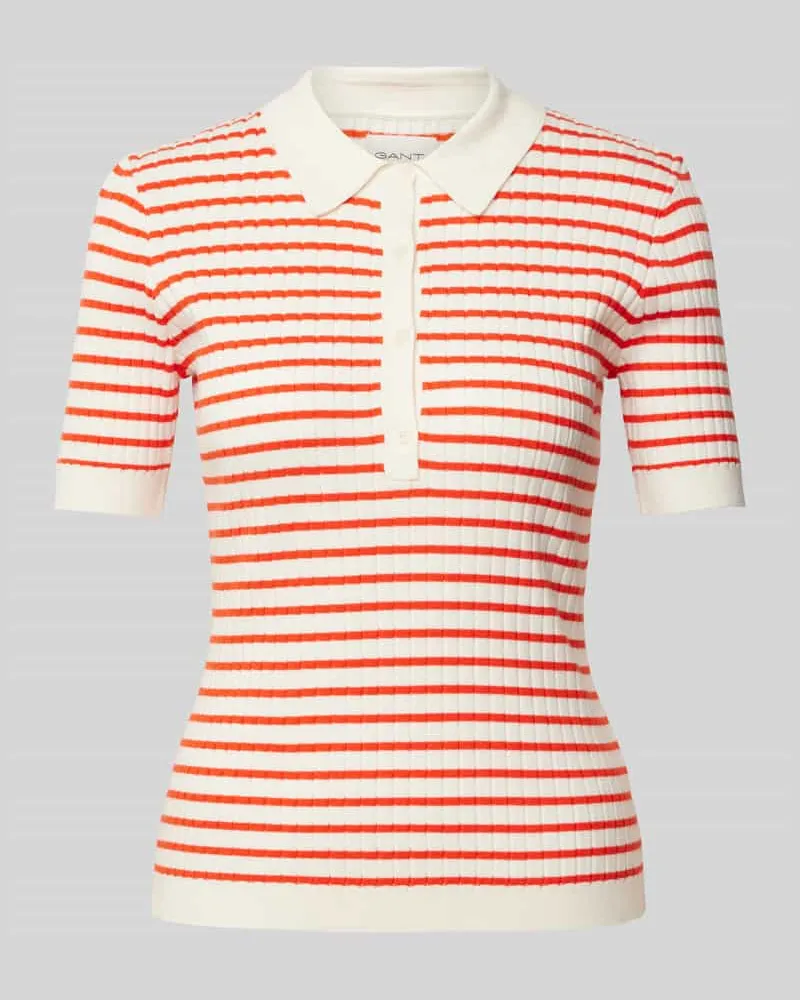 Gant Poloshirt mit gerippten Abschlüssen Koralle