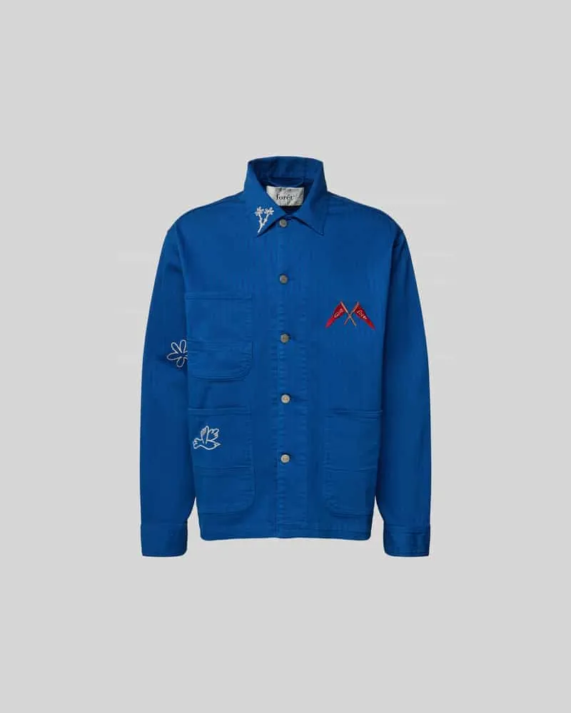 forét Hemdjacke mit Motiv-Stitching Blau