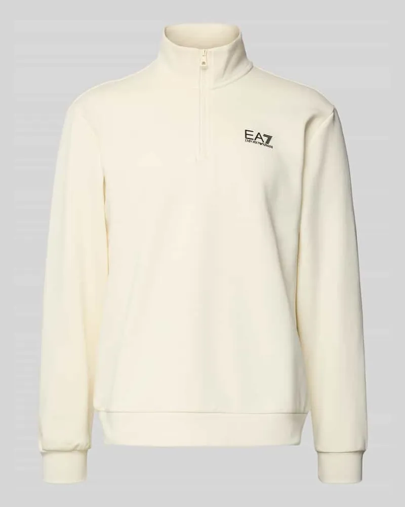 EA7 Sweatshirt mit Stehkragen und Reißverschluss Offwhite