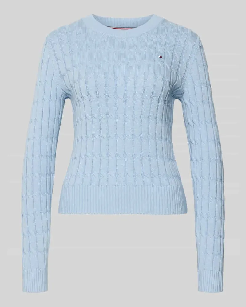 Tommy Hilfiger Slim Fit Strickpullover aus reiner Baumwolle Hellblau