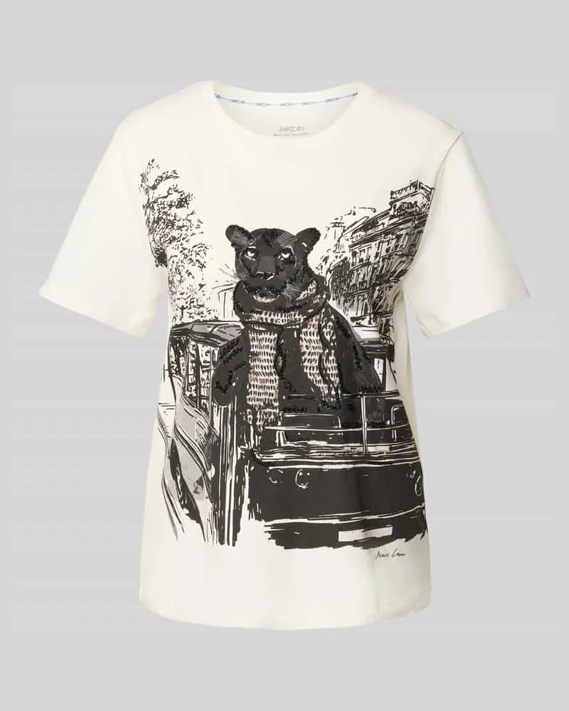Marc Cain T-Shirt mit Rundhalsausschnitt Weiss