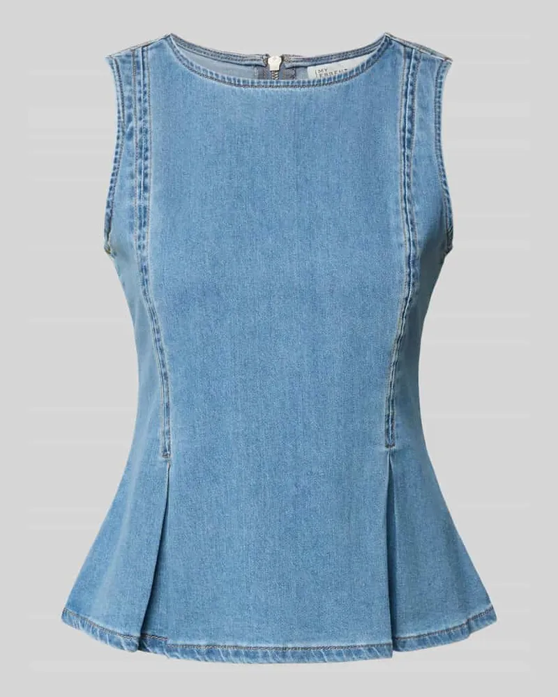 My Essential Wardrobe Top mit U-Boot-Ausschnitt Modell 'Lara Blau
