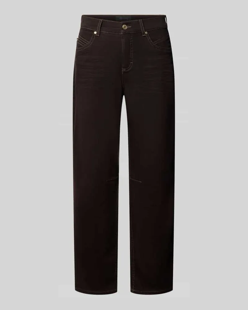 ANGELS  Regular Fit Barrel Jeans mit Used Look Modell 'EVY Dunkelbraun
