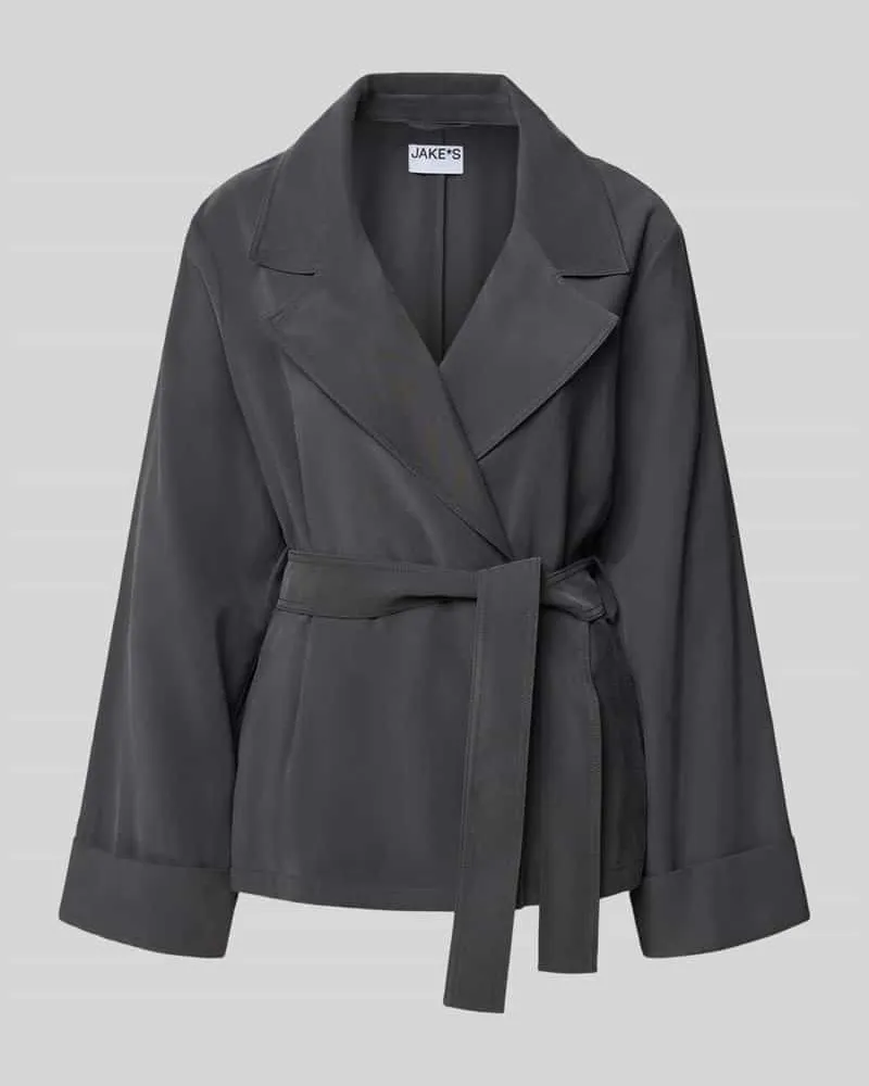 JAKE*S Jacke mit Bindegürtel Dunkelgrau