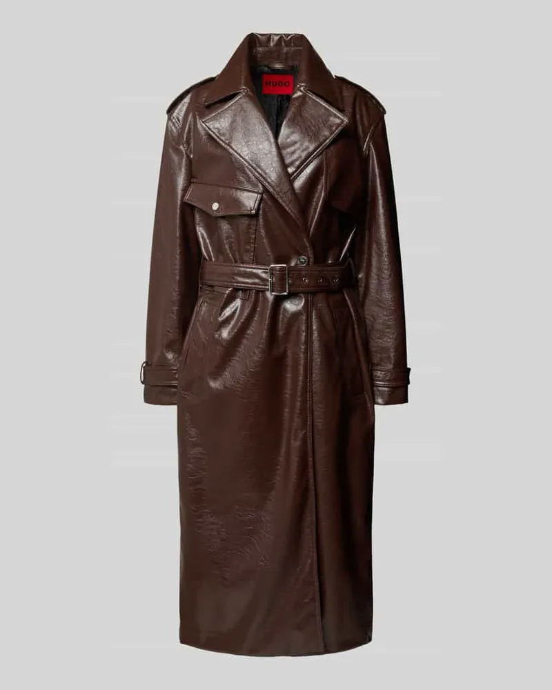 HUGO BOSS Regular Fit Trenchcoat mit Bindegürtel Modell 'MALITTE Schoko