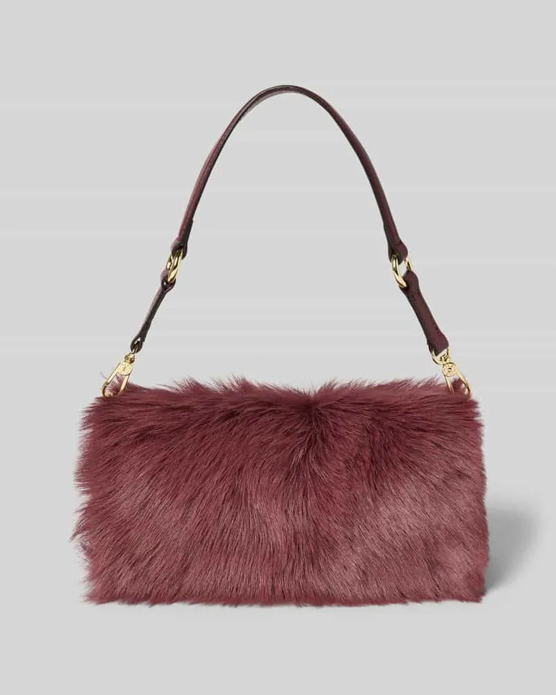 Abro Handtasche aus Leder mit Kunstfell Modell 'MILA Dunkelrot