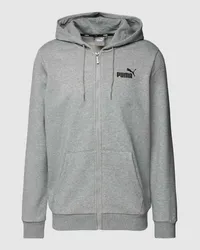 Puma Sweatjacke mit Label-Print Modell 'Small Logo Silber