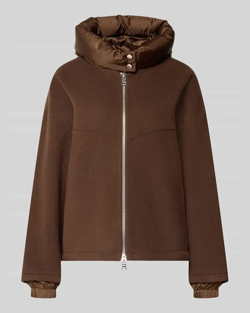 Blonde No. 8 Doubleface Wolljacke mit abnehmbarer Steppkapuze Dunkelbraun