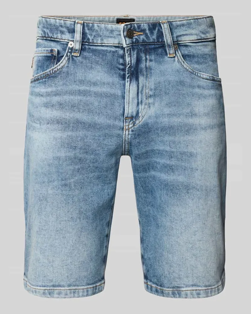HUGO BOSS Regular Fit Jeansshorts im Used-Look Modell 'Re.Maine Hellblau