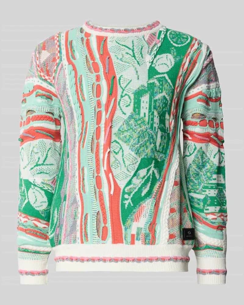 Carlo Colucci Strickpullover mit Label-Badge Hellgruen