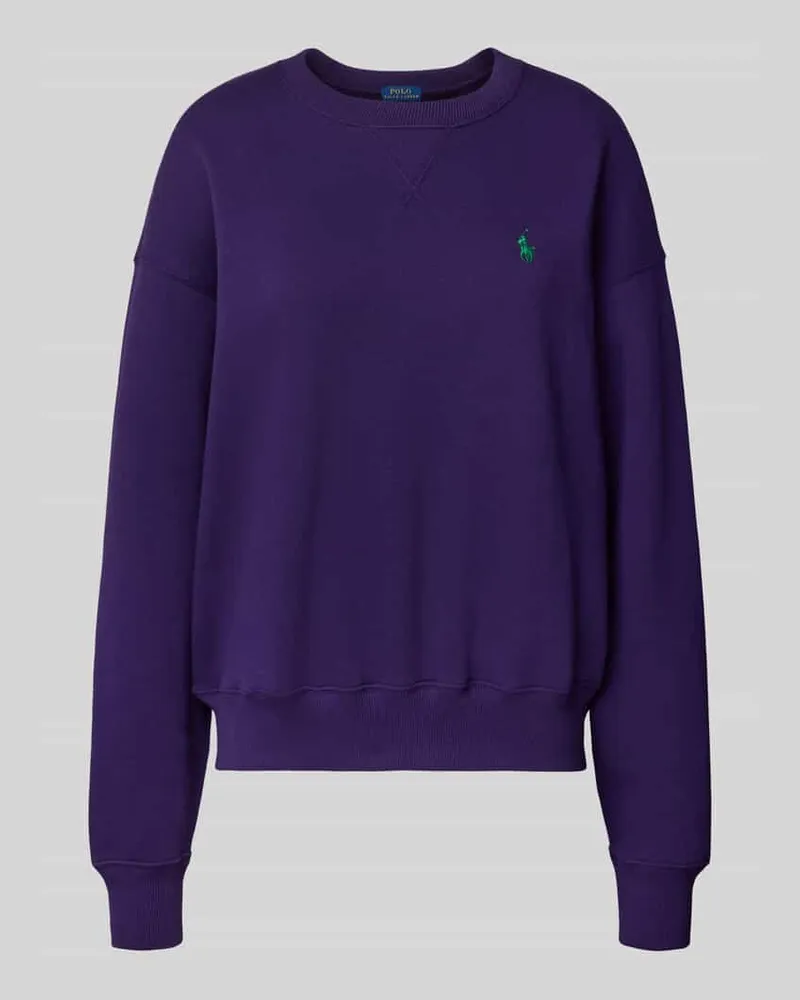 Ralph Lauren Sweatshirt mit überschnittenen Schultern und Label-Stitching Purple