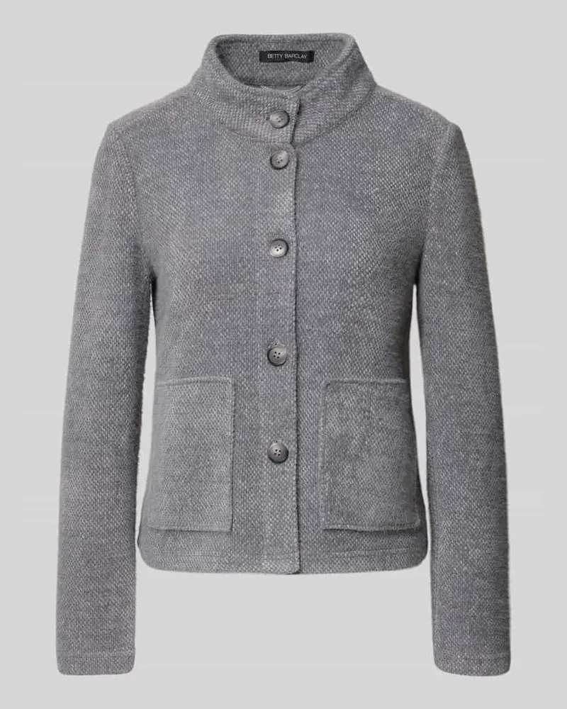 Betty Barclay Strickjacke mit Stehkragen und aufgesetzten Taschen Mittelgrau