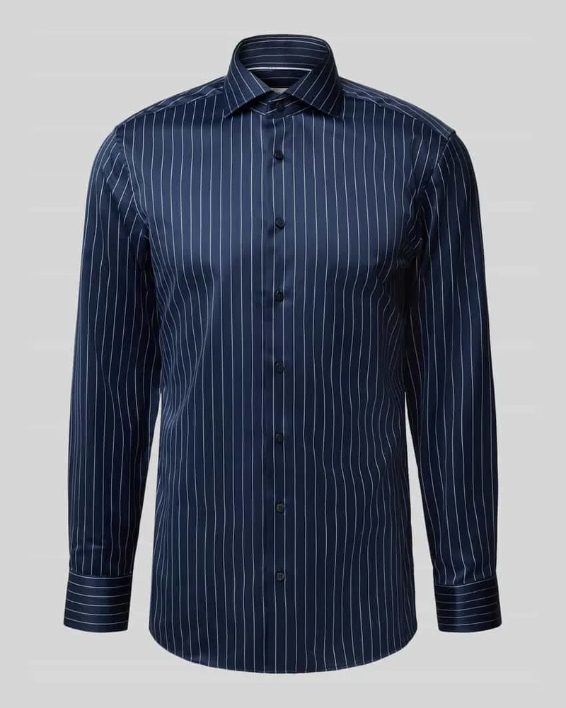 Eterna Slim Fit Businesshemd mit Kentkragen Marine