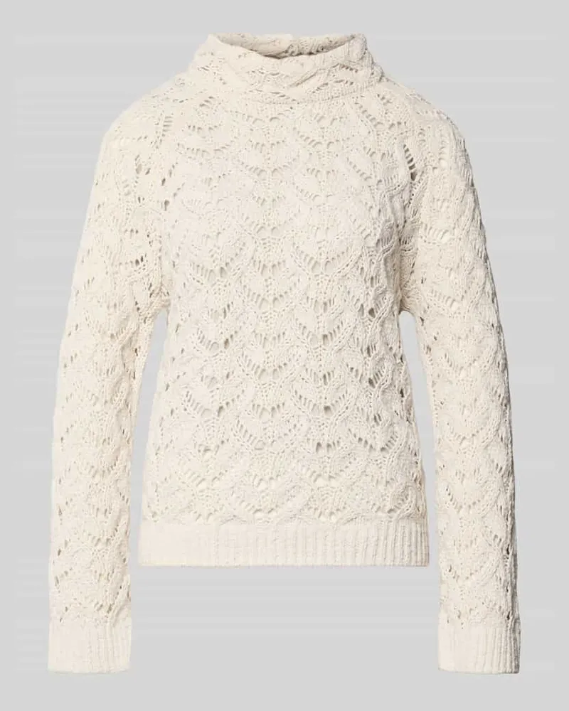 monari Strickpullover mit Stehkragen Modell 'Chenille Ajour Stein
