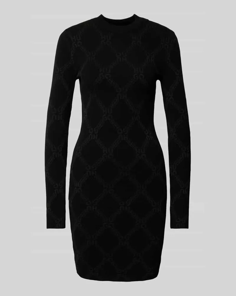 HUGO BOSS Minikleid aus Viskose-Mix mit Rundhalsausschnitt Modell 'Slipsse Black
