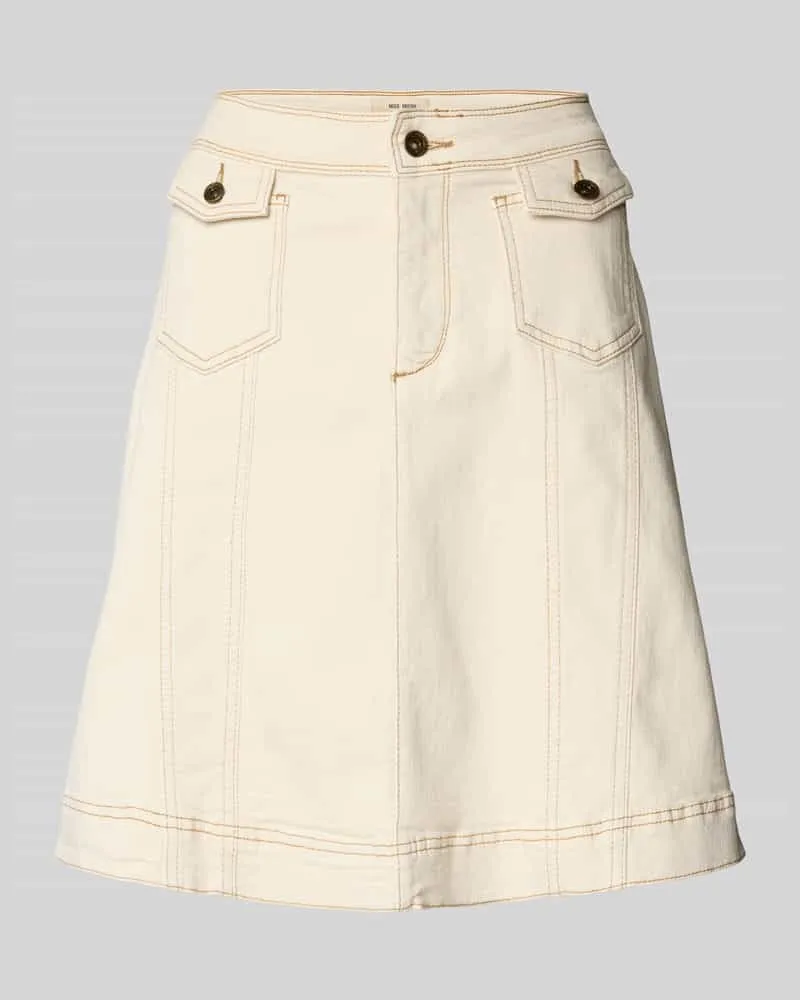 Mos Mosh Knielanger Jeansrock mit Pattentaschen Modell 'Colette Ecru
