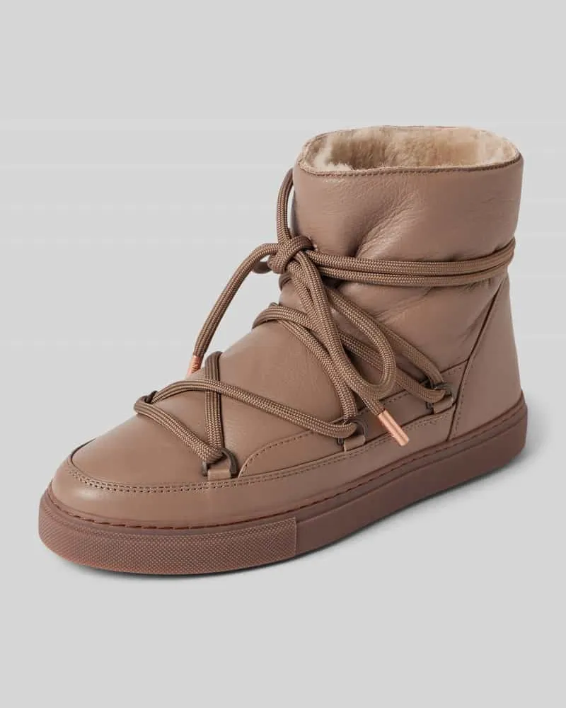 INUIKII Lederstiefel mit Label-Stitching Taupe