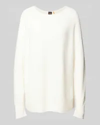 HUGO BOSS Strickpullover mit Rundhalsausschnitt Modell 'Falandina Offwhite