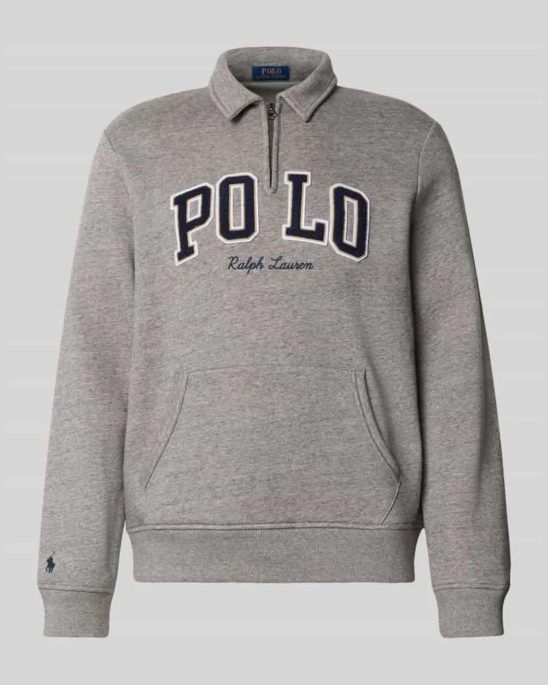 Ralph Lauren Sweatshirt mit Label-Stitching Mittelgrau