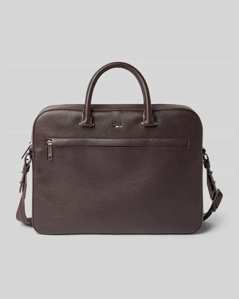 HUGO BOSS Laptoptasche mit Label-Prägung Modell 'Ray_RP_S Dunkelbraun